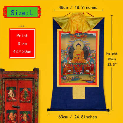 Shakyamuni,Gautama Buddha - Tibetan thangka painting, view 4