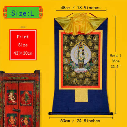 Avalokitesvara with Thousand Arms-Black Type - Tibetan thangka painting, view 4