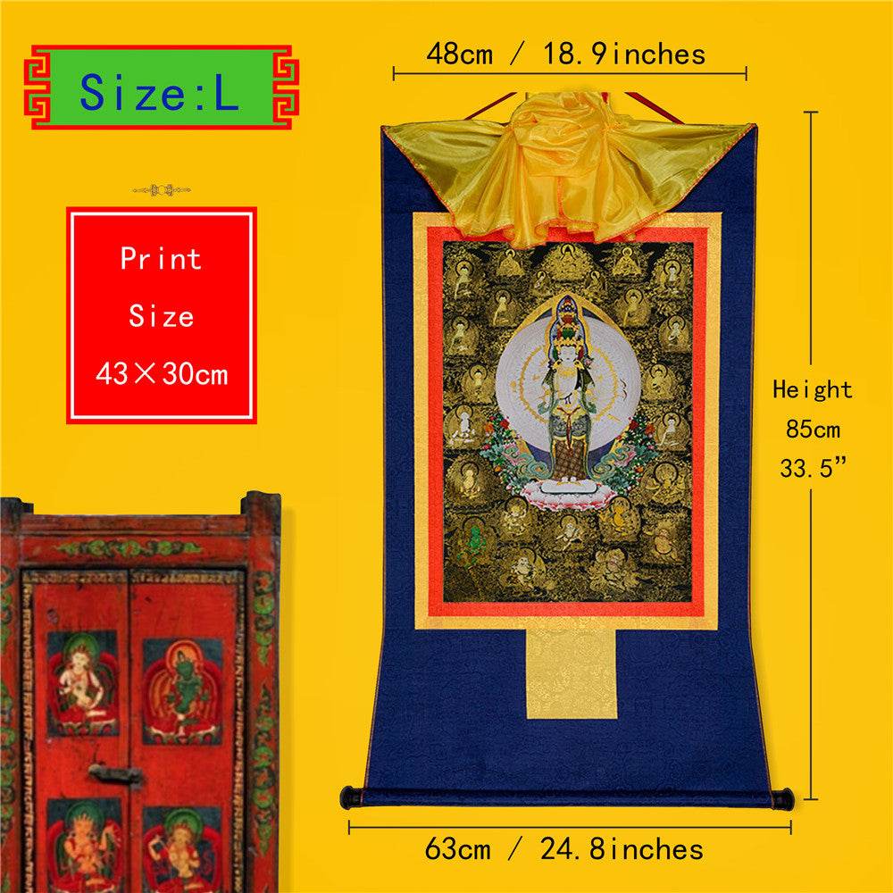 Avalokitesvara with Thousand Arms-Black Type - Tibetan thangka painting, view 4
