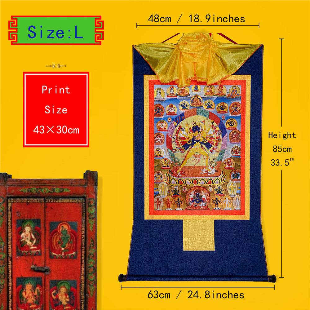 Kalacakra Vajrayogini in Yab Yum - Tibetan thangka painting, view 4