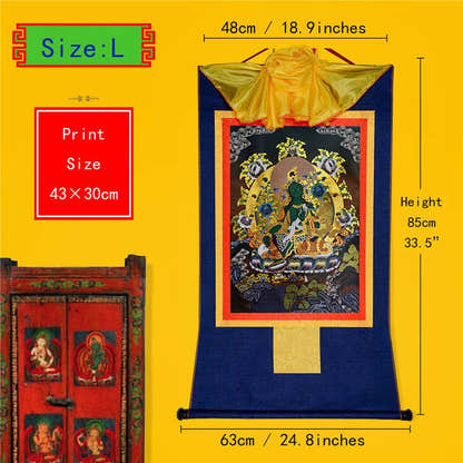 Green Tara - in Black Style - Tibetan thangka painting, view 4