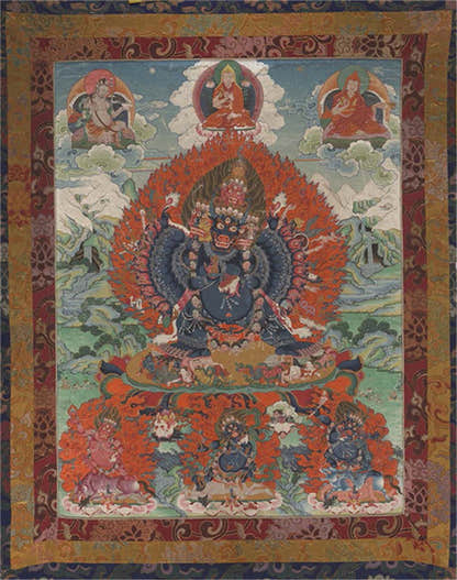 Yamantaka \ Vajrabhairava Image - Tibetan thangka painting, front view