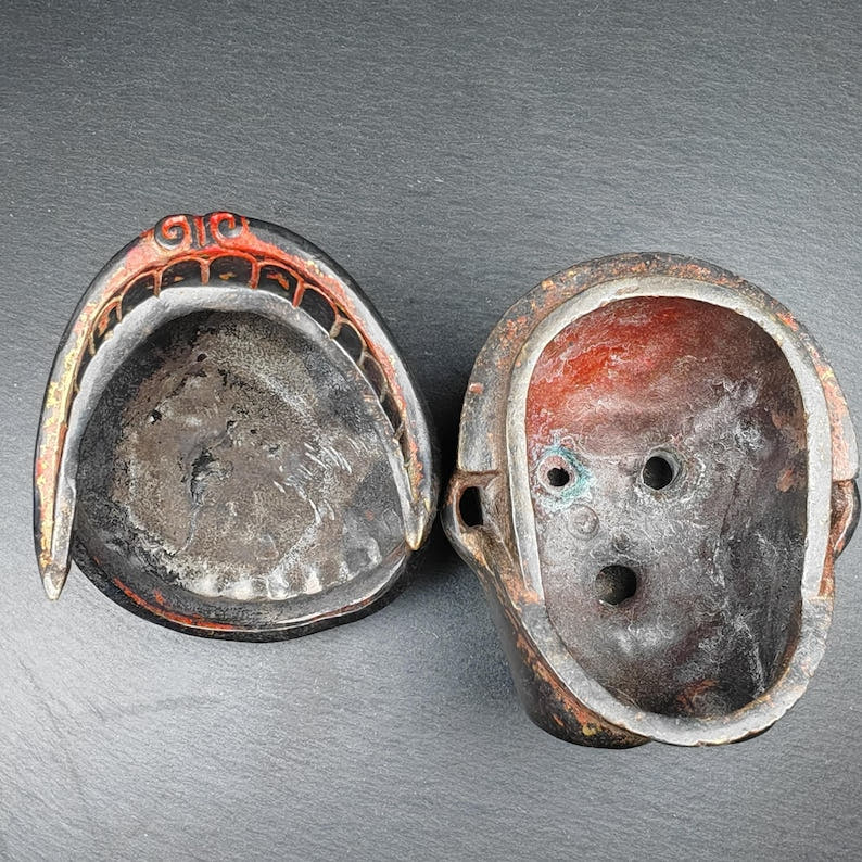 Copper Kapala Skull Cup Set - Tibetan Buddhist Offering Bowl - Ritual Implement  - Tibetan Buddhist art, view 5