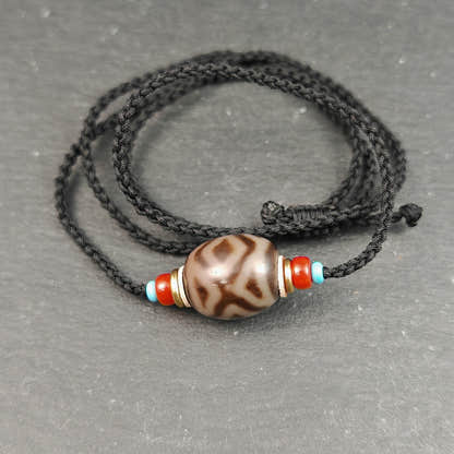 Cross Vajra Darlo Dzi Bead Necklace | Old Tibetan Amulet | Protection Charm | Spiritual Jewelry | 20*18mm