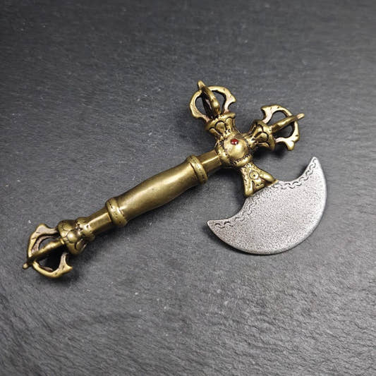 Cross Vajra Kartika Handmade Tibetan Buddhist Ritual Implement - Tibetan Buddhist vajra, front view