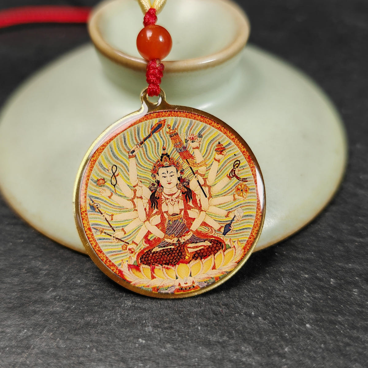 Cundi Bodhisattva Amulet | Tibetan Buddhism Cunditi Protective Pendant | Sacred Buddhist Talisman, Spiritual Jewelry & Meditation Gift