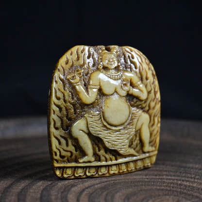 Vajrapani - Antique Tibetan Kapala Amulet - Hand-Carved - Late 19th–Early 20th Century - Tibetan Buddhist amulet, view 10