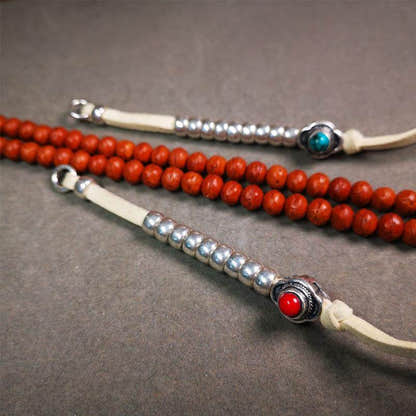 5-7mm Brass Prayer Bead Counters with agate Pendant - Tibetan Buddhist art, view 9
