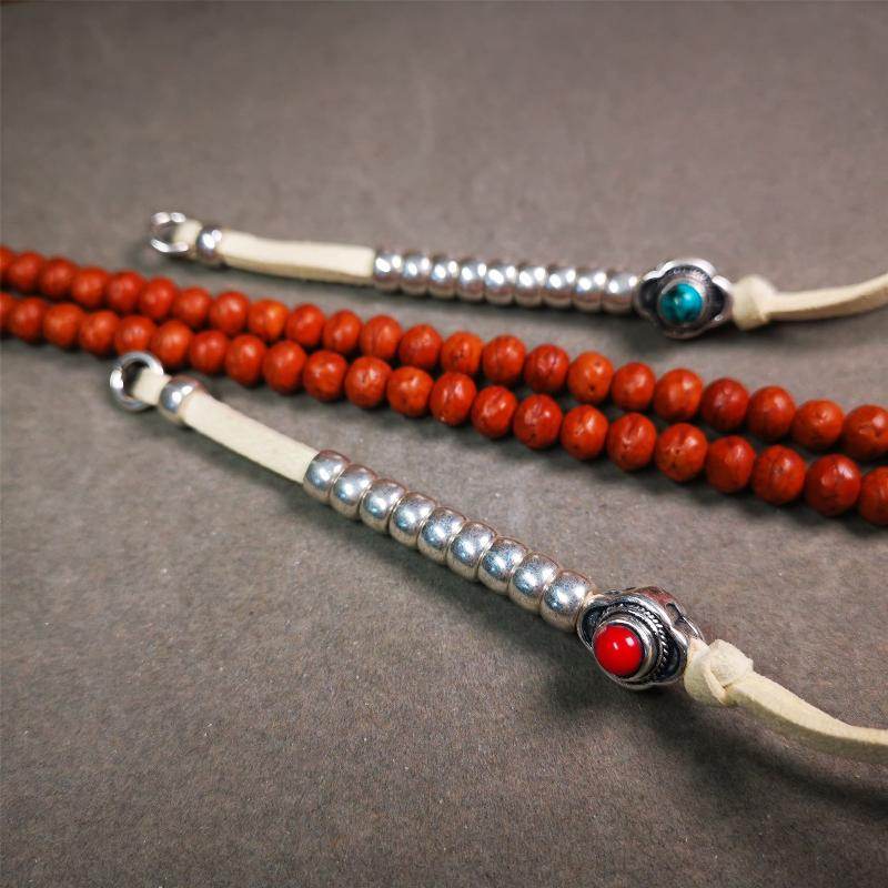 5-7mm Brass Prayer Bead Counters with agate Pendant - Tibetan Buddhist art, view 9