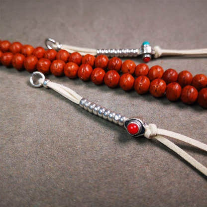 5-7mm Brass Prayer Bead Counters with agate Pendant - Tibetan Buddhist art, view 10
