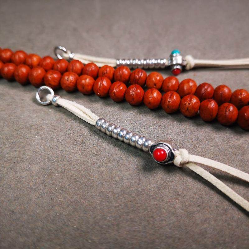 5-7mm Brass Prayer Bead Counters with agate Pendant - Tibetan Buddhist art, view 10
