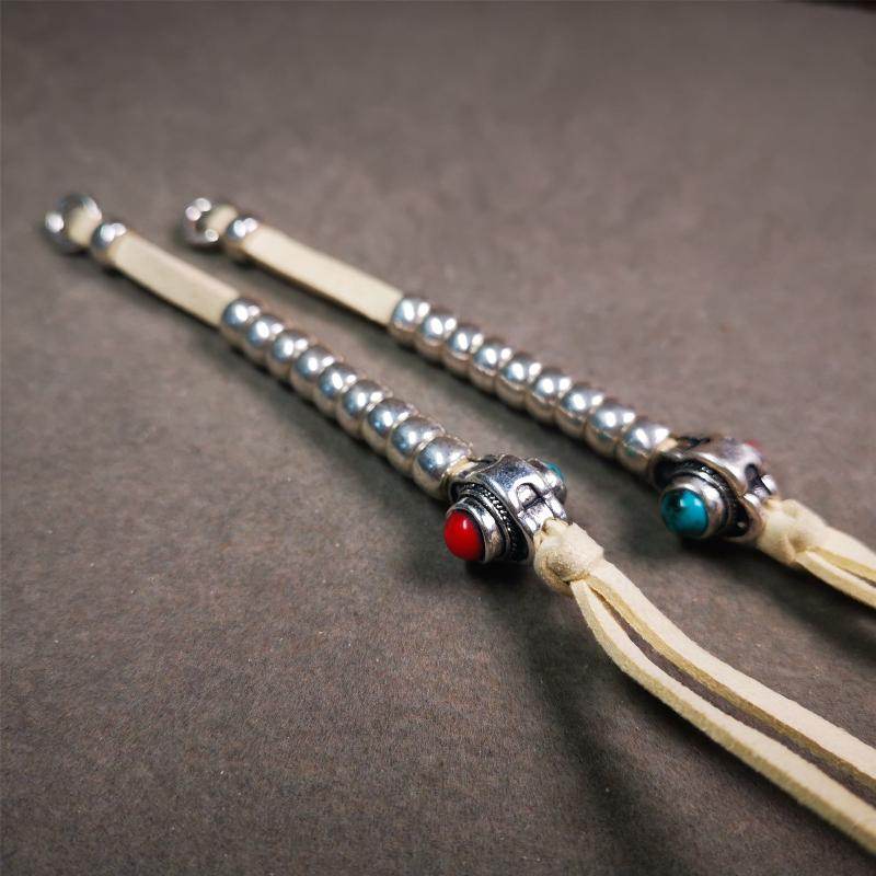 5-7mm Brass Prayer Bead Counters with agate Pendant - Tibetan Buddhist art, view 11