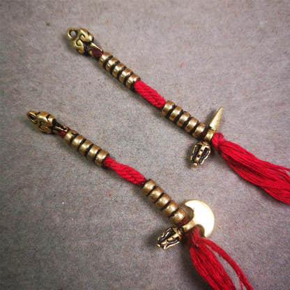 5mm Brass Prayer Bead Counters with Kila and Kartika Pendant - Tibetan Buddhist art, view 5
