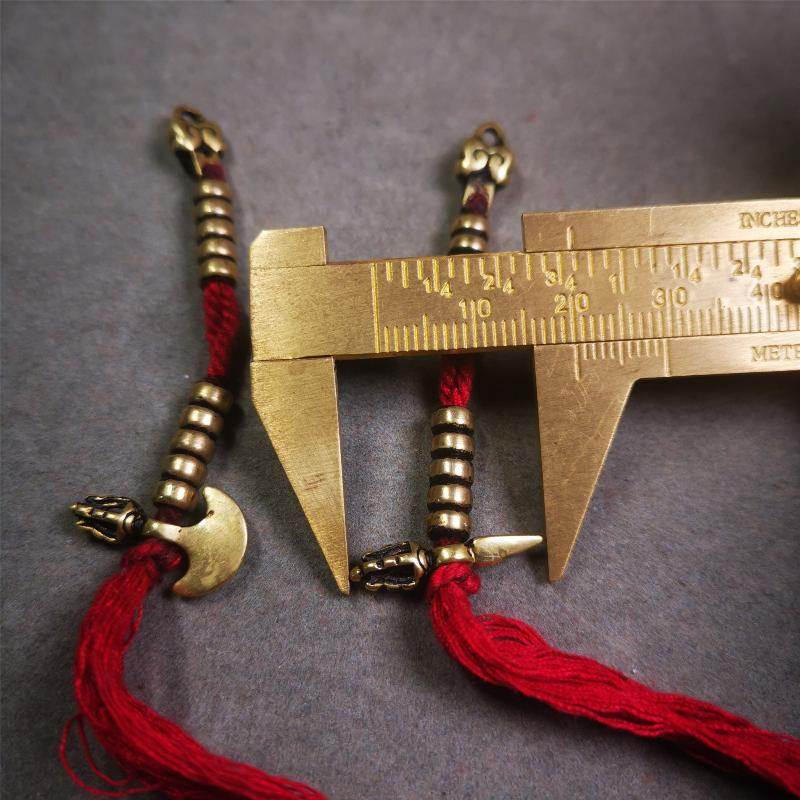 5mm Brass Prayer Bead Counters with Kila and Kartika Pendant - Tibetan Buddhist art, view 8