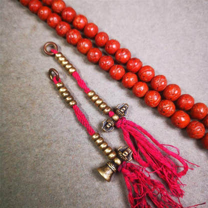 5mm Brass Prayer Bead Counters - Tibetan Buddhist art, front view