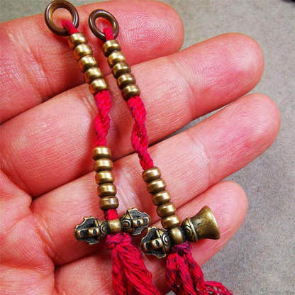 5mm Brass Prayer Bead Counters - Tibetan Buddhist art, close-up detail