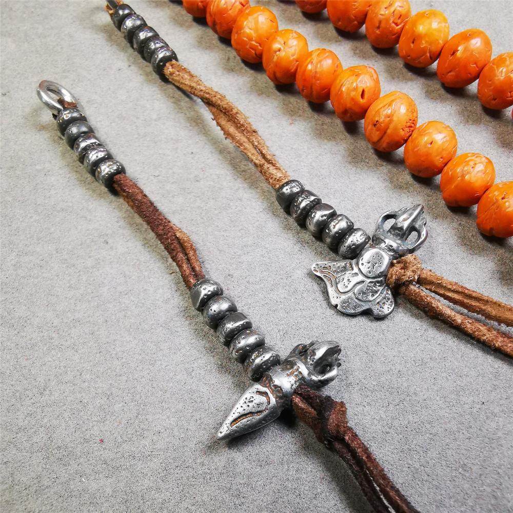 5mm Cold Iron Prayer Bead Counters - Tibetan Buddhist art, front view
