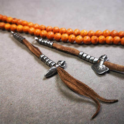 6mm Cold Iron Prayer Bead Counters - Tibetan Buddhist art, close-up detail