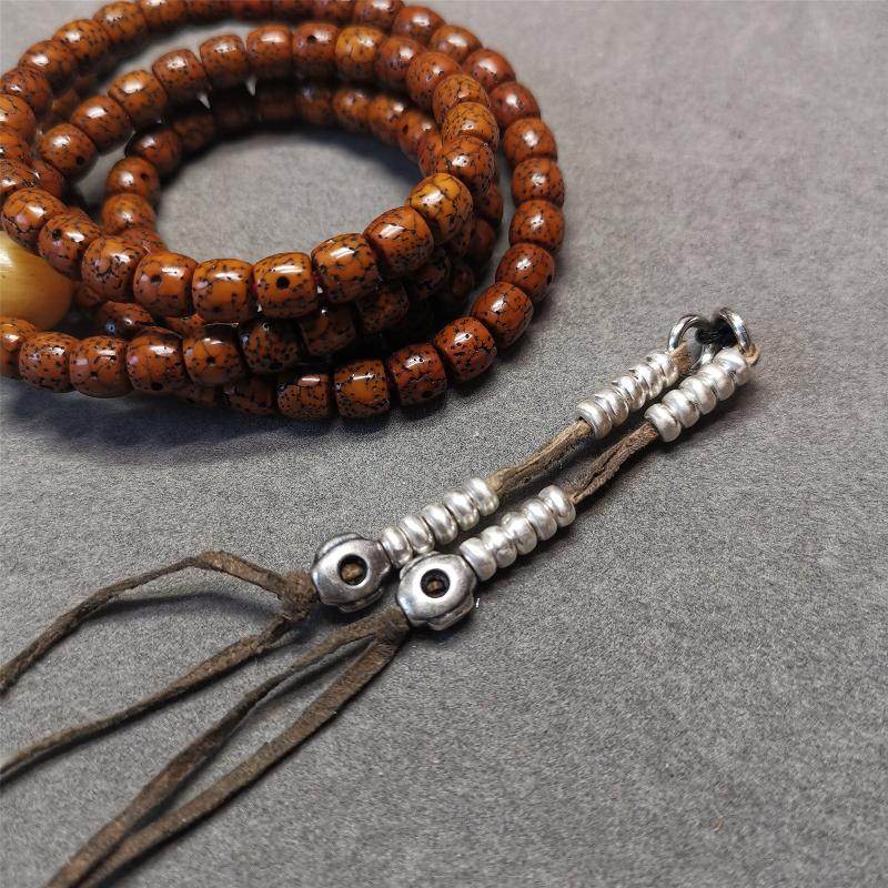 5mm Sterling Silver Prayer Bead Counters with Mantra Dot Pendant - Tibetan Buddhist art, view 5