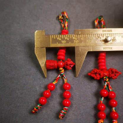 6mm Red Cinnabar Prayer Bead Counters - Tibetan Buddhist art, size reference