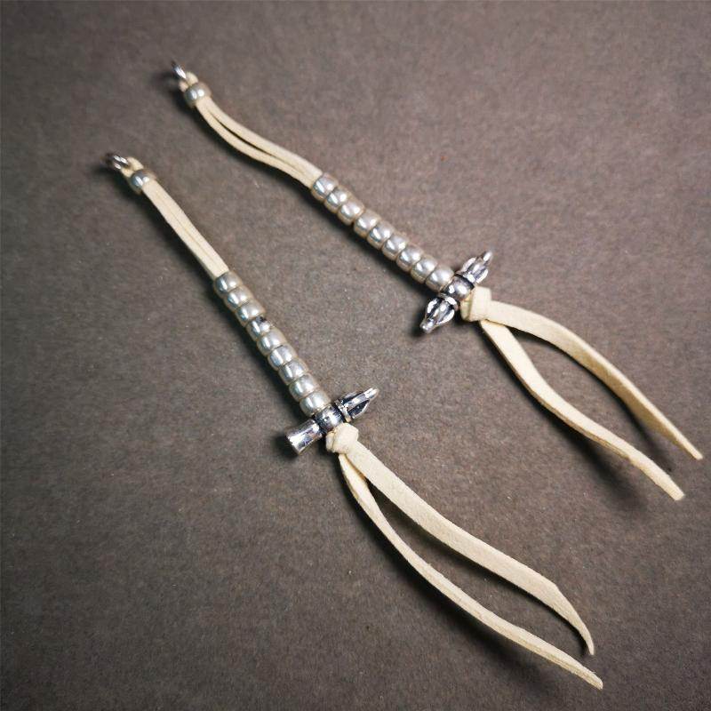 7mm Brass Prayer Bead Counters with Vajra and Bell Pendant - Tibetan Buddhist vajra, view 16