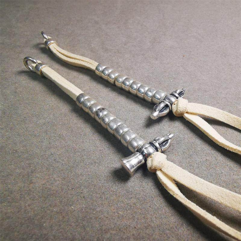 7mm Brass Prayer Bead Counters with Vajra and Bell Pendant - Tibetan Buddhist vajra, view 13