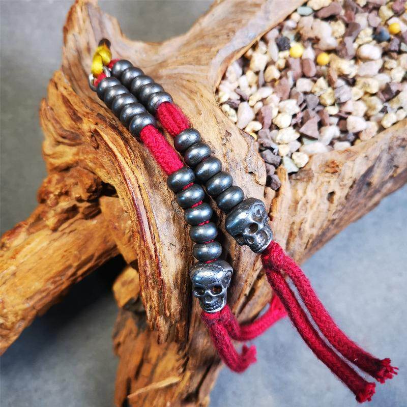 7mm Cold Iron Prayer Bead Counters with Skull Pendant - Tibetan Buddhist art, view 9