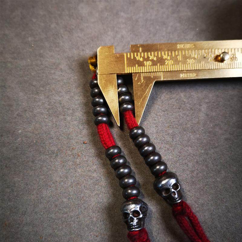 7mm Cold Iron Prayer Bead Counters with Skull Pendant - Tibetan Buddhist art, view 11