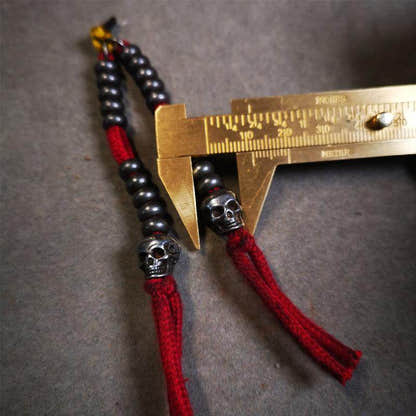 7mm Cold Iron Prayer Bead Counters with Skull Pendant - Tibetan Buddhist art, view 12