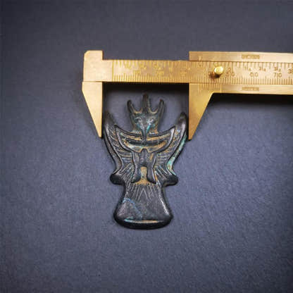 Garuda Amulet - 2.28" - Tibetan Buddhist amulet, size reference