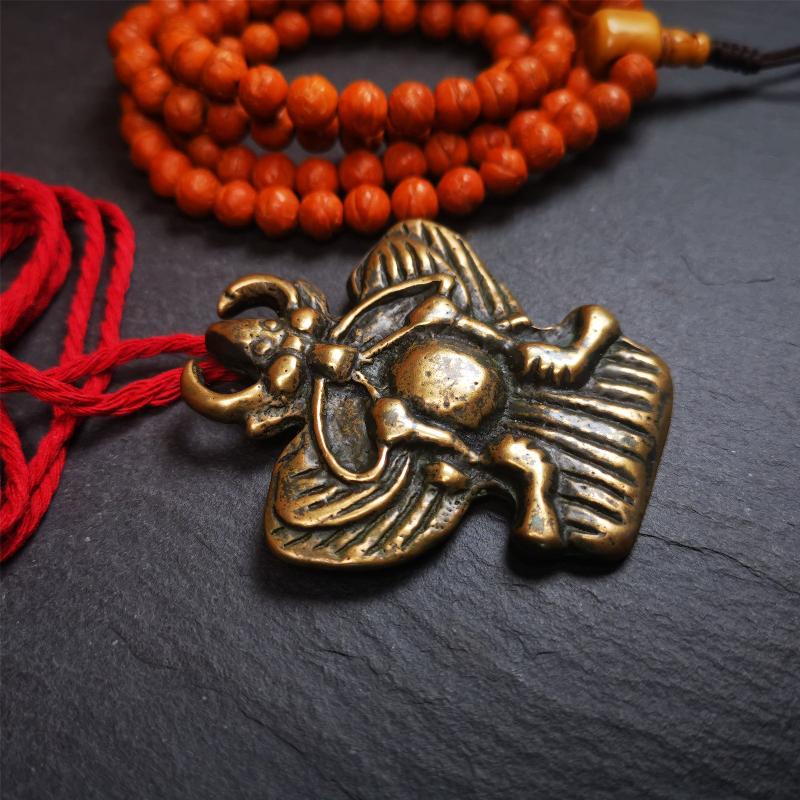 Garuda Amulet - 2.56" - 80Years - Tibetan Buddhist amulet, detailed view