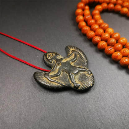 Garuda Amulet - 1.93" - Tibetan Buddhist amulet, close-up detail