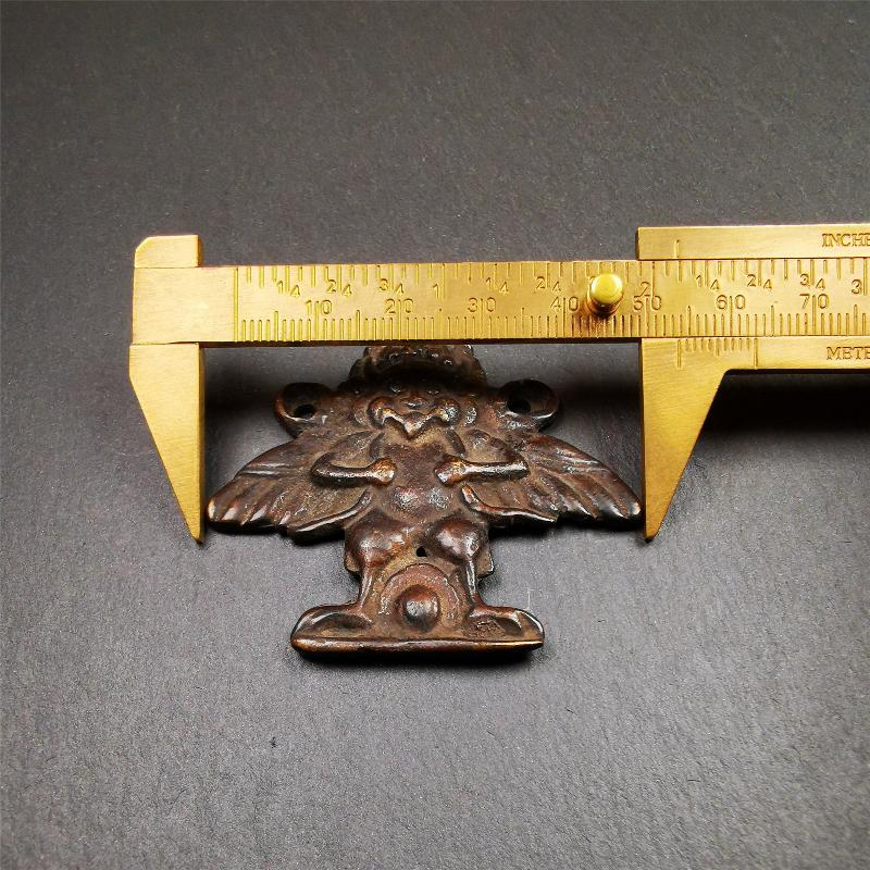 Garuda Amulet - 1.9" - 100 Years Old - Tibetan Buddhist amulet, size reference