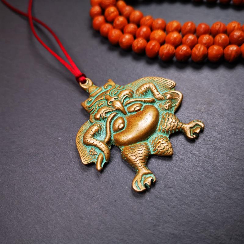 Garuda Amulet - 2.28" - Tibetan Buddhist amulet, close-up detail