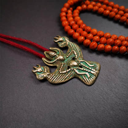 Garuda Amulet - 2.24" - Tibetan Buddhist amulet, close-up detail