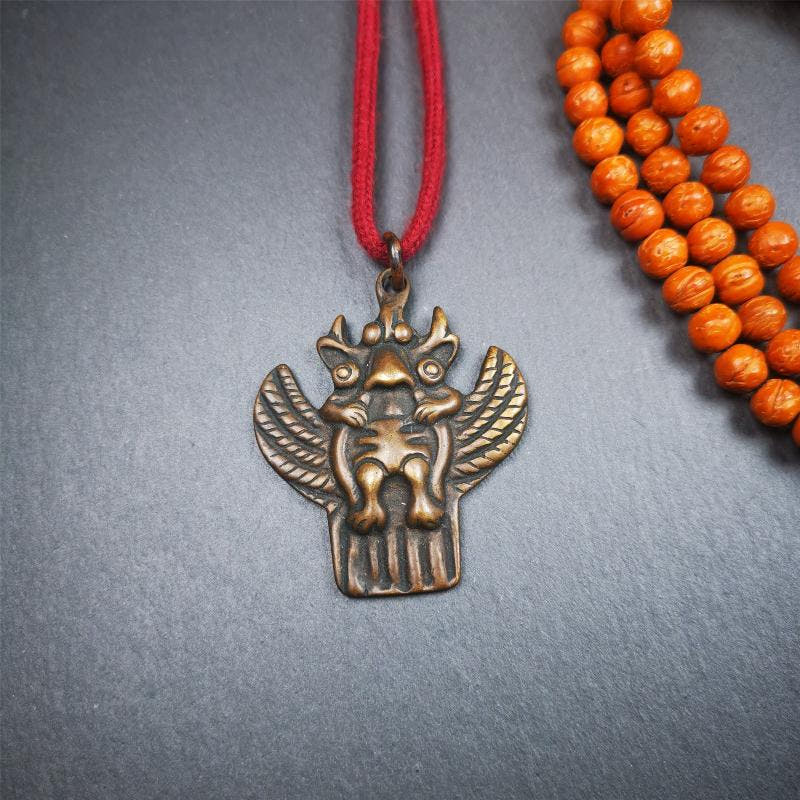 Garuda Amulet - 2.1" - Tibetan Buddhist amulet, detailed view