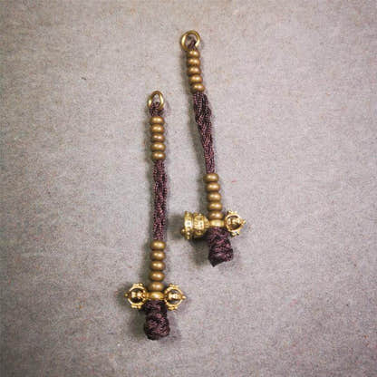 5mm Brass Prayer Bead Counters with Dorje Bell Pendant - Tibetan Buddhist art, view 5