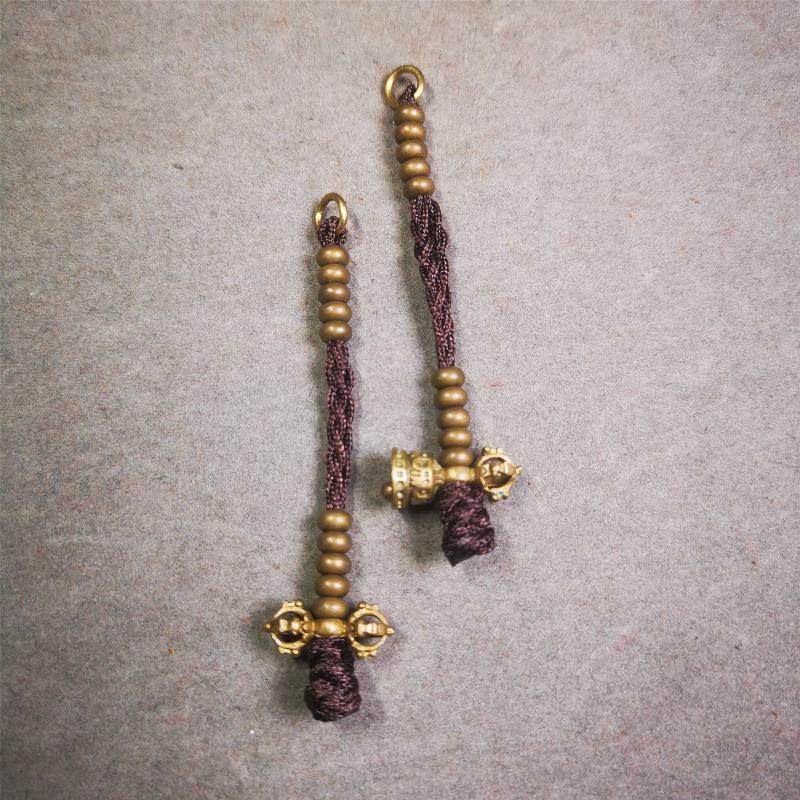 5mm Brass Prayer Bead Counters with Dorje Bell Pendant - Tibetan Buddhist art, view 5