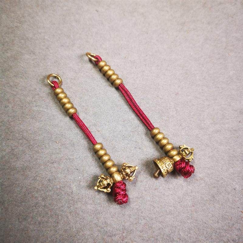 5mm Brass Prayer Bead Counters with Dorje Bell Pendant - Tibetan Buddhist art, view 6