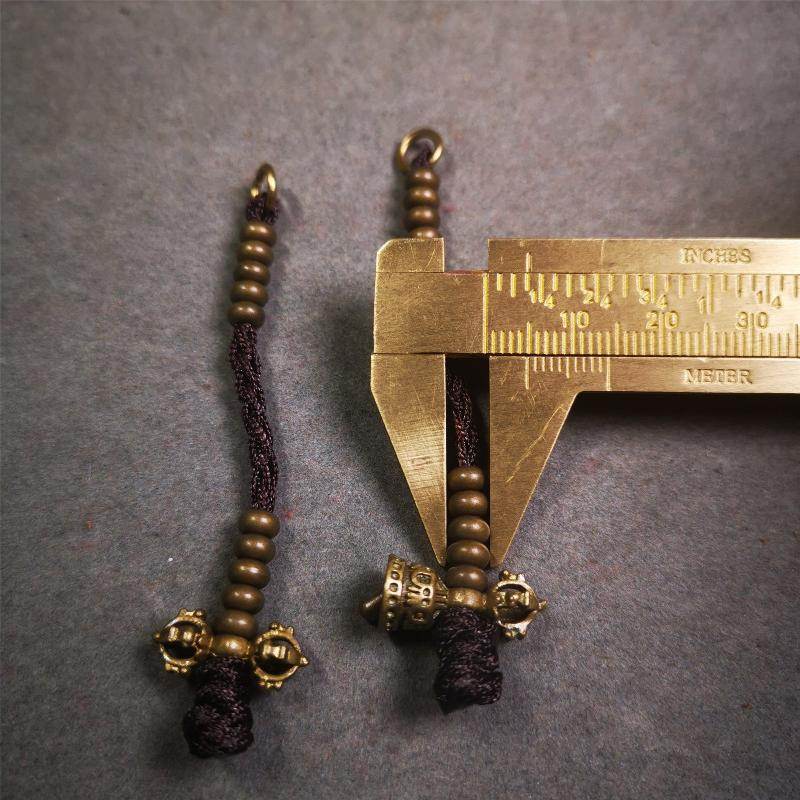 5mm Brass Prayer Bead Counters with Dorje Bell Pendant - Tibetan Buddhist art, view 7