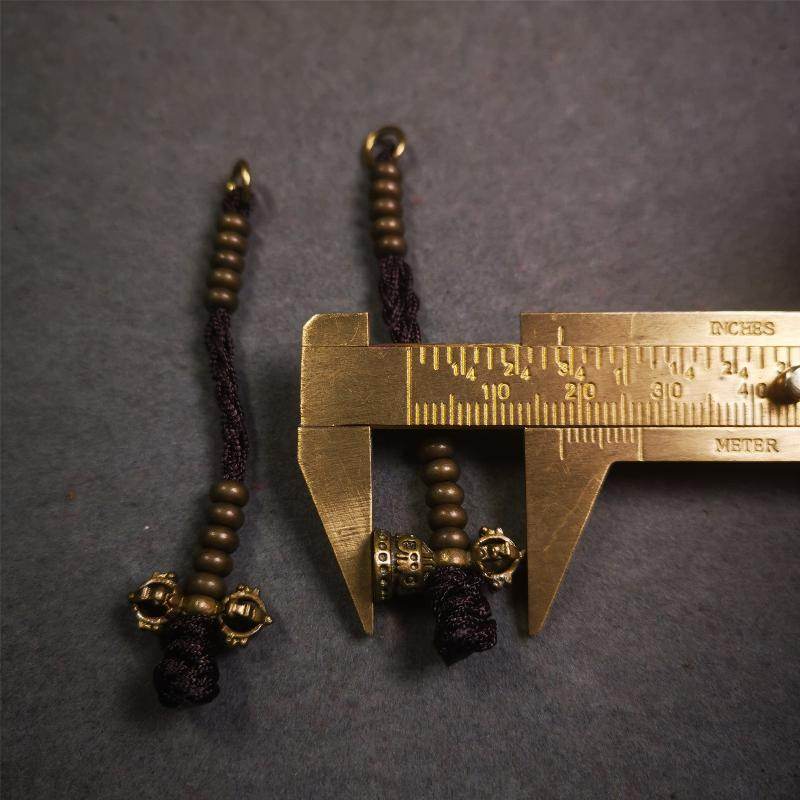 5mm Brass Prayer Bead Counters with Dorje Bell Pendant - Tibetan Buddhist art, view 8