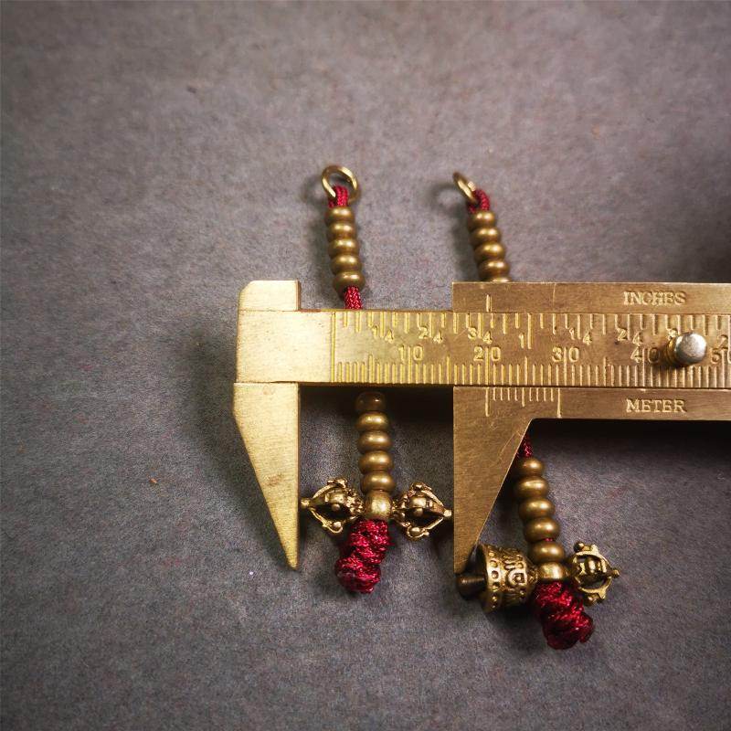 5mm Brass Prayer Bead Counters with Dorje Bell Pendant - Tibetan Buddhist art, view 9