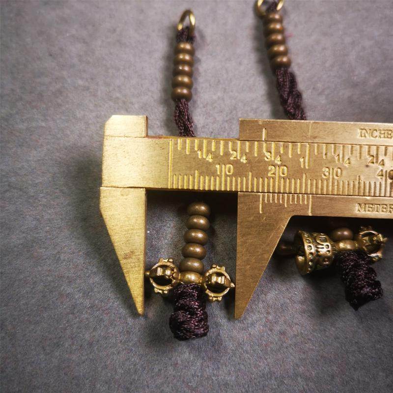 5mm Brass Prayer Bead Counters with Dorje Bell Pendant - Tibetan Buddhist art, view 9