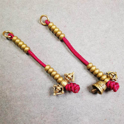 5mm Brass Prayer Bead Counters with Dorje Bell Pendant - Tibetan Buddhist art, view 4