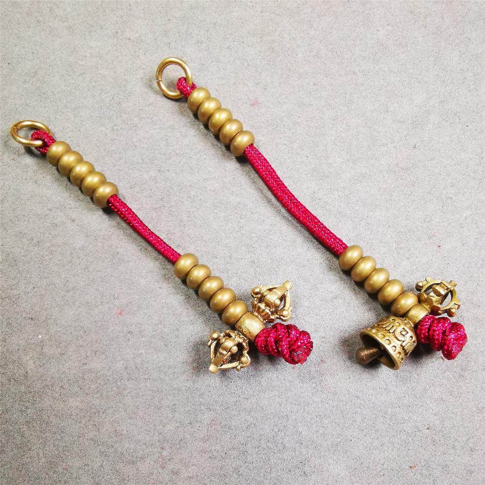 5mm Brass Prayer Bead Counters with Dorje Bell Pendant - Tibetan Buddhist art, view 4