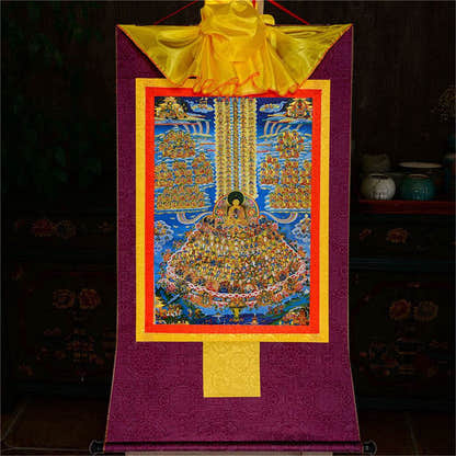 Shakyamuni Refuge Tree - Tibetan thangka painting, view 12