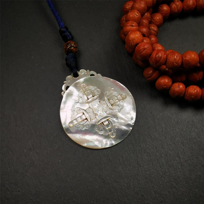 Shell Melong 1.5" - Tibetan Buddhist art, view 4