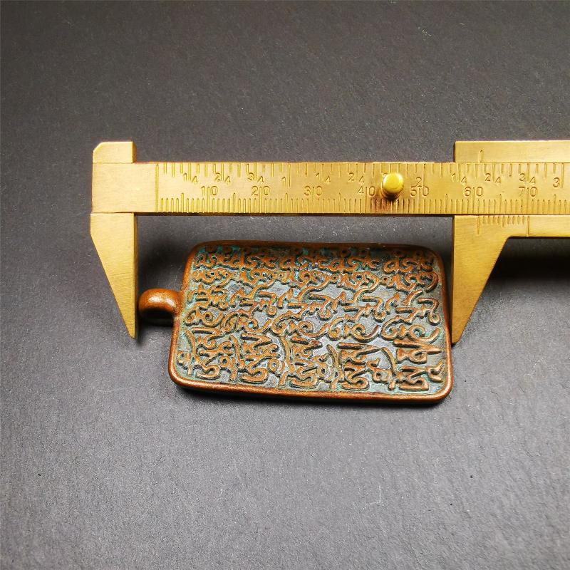 Om Melong 2.44" - Tibetan Buddhist art, size reference