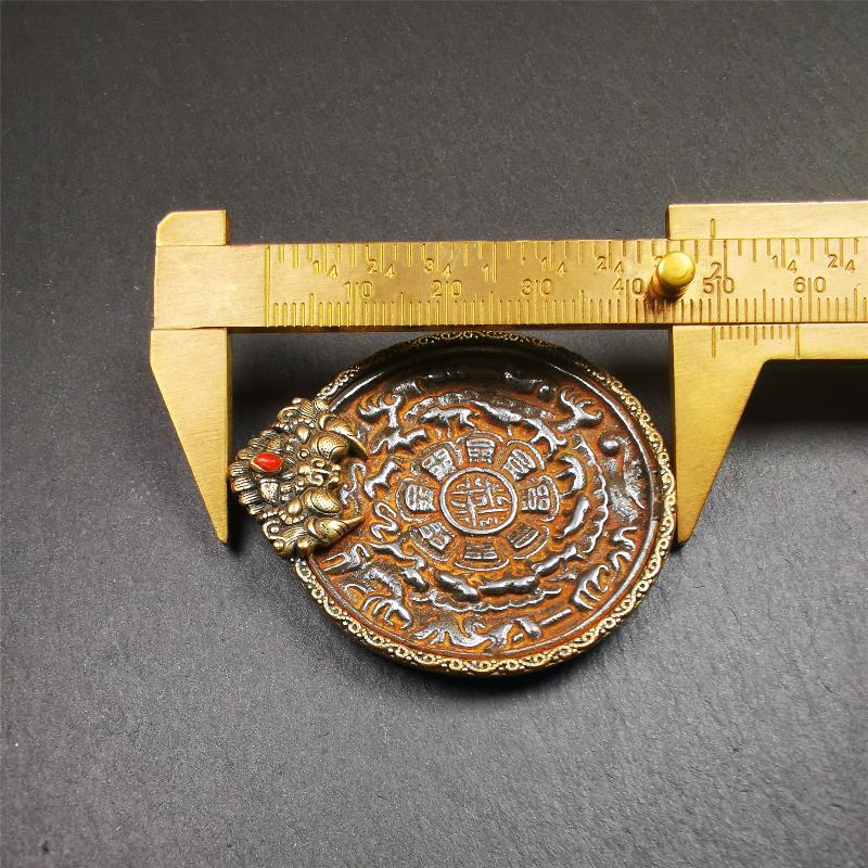 Kirtimukha Melong 1.77" - Tibetan Buddhist art, size reference