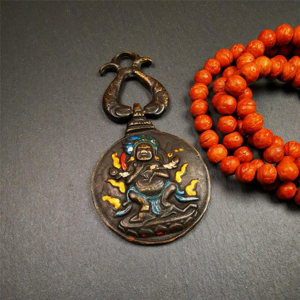 Panjaramahakala Melong 1.89" - Tibetan Buddhist art, front view